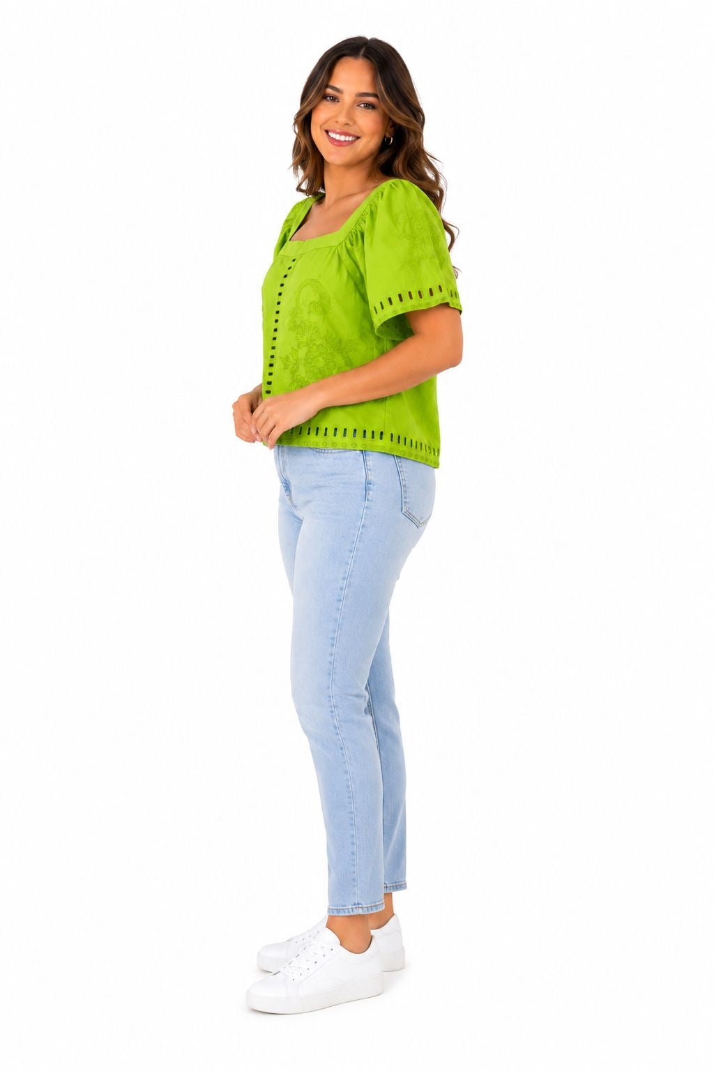 CALLIGRAPHIE-Blusa corta Rails Laine Top en color Island Green