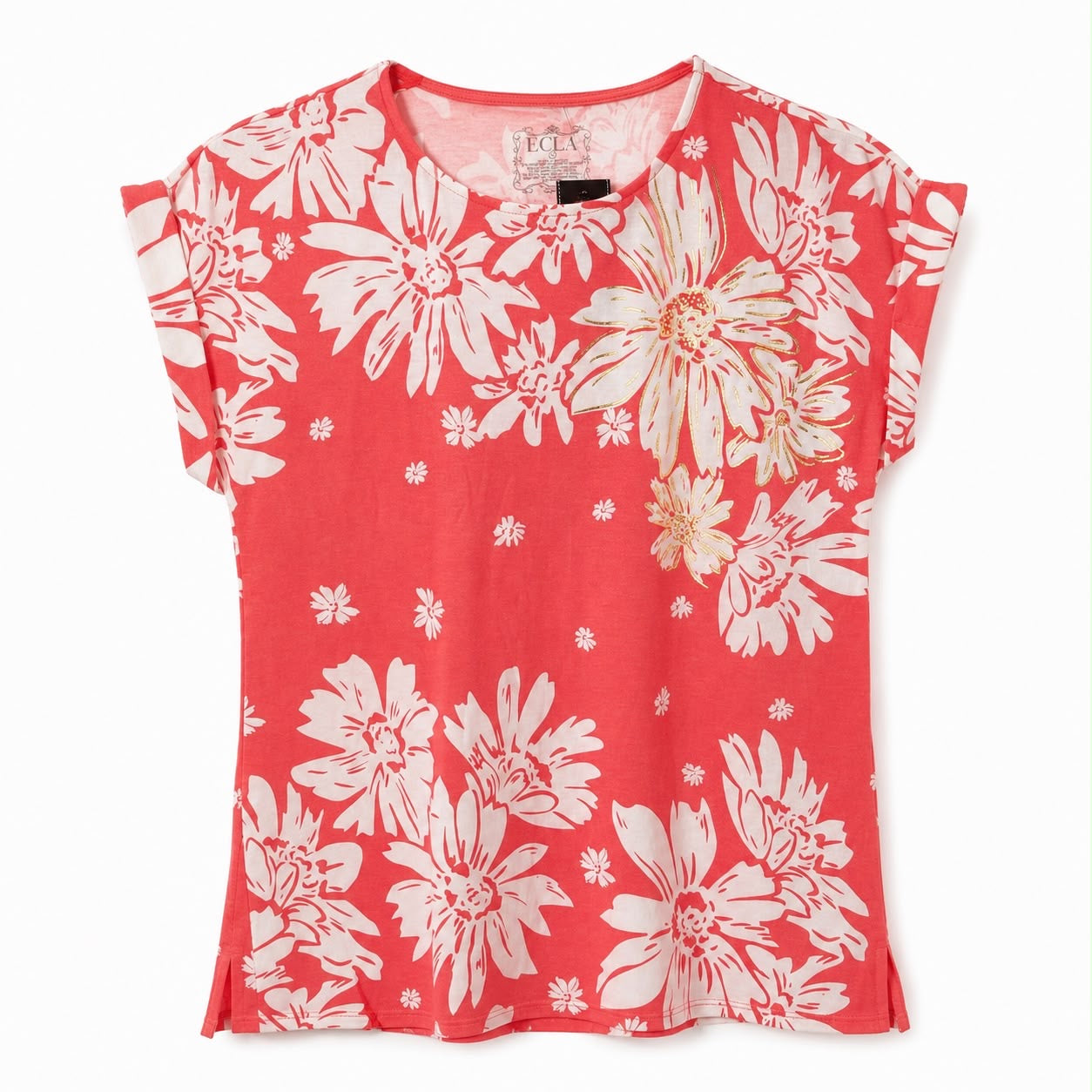ECLA brand blouse with a striking floral print