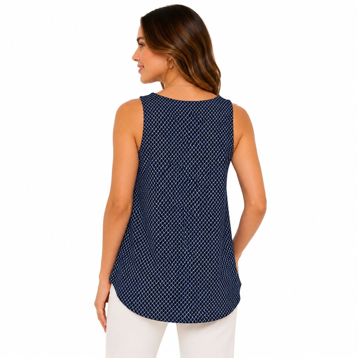 Alfani sleeveless blouse has a vibrant floral print