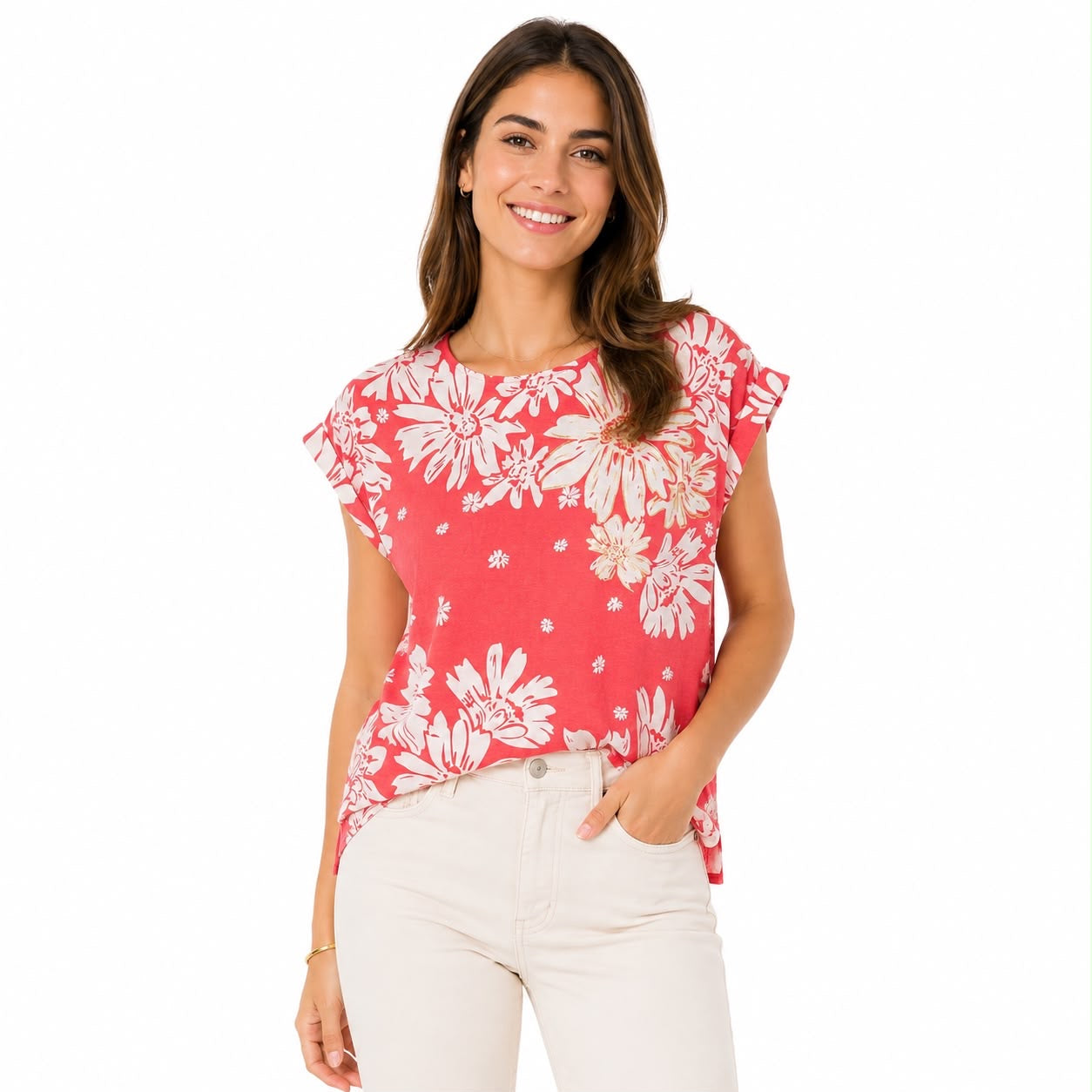 ECLA brand blouse with a striking floral print