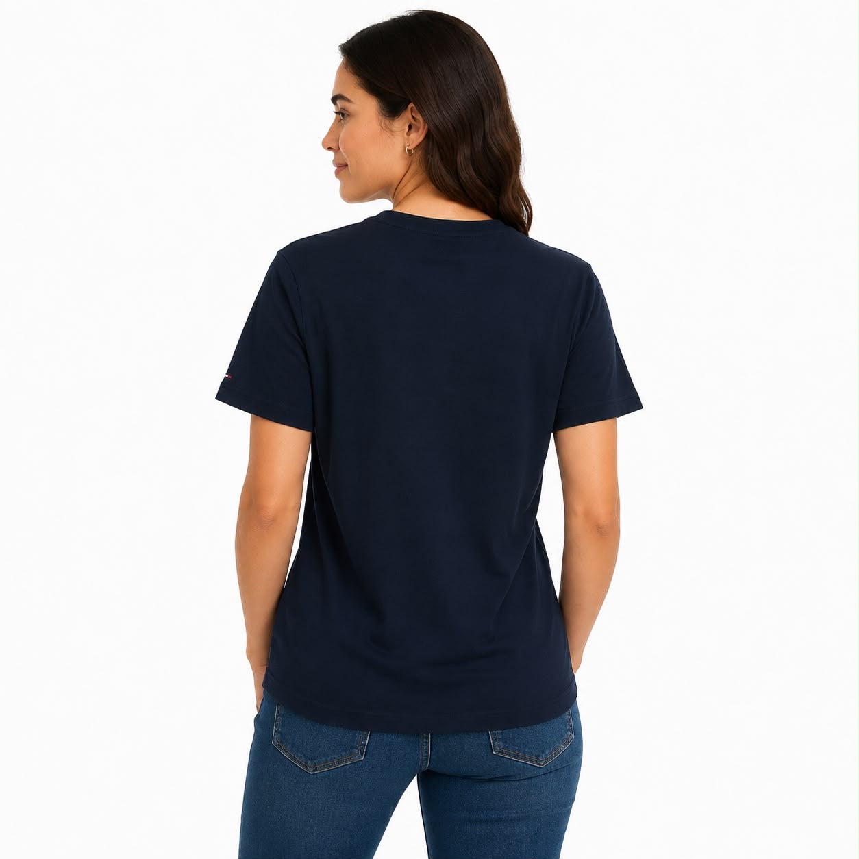 TOMMY HILFIGER-Embroidered Tricolor Logo T-Shirt