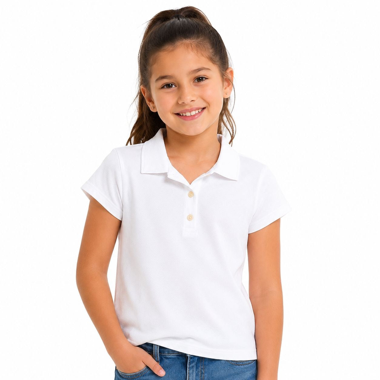 OSHKOSH-White school polo shirt or shirt for girls