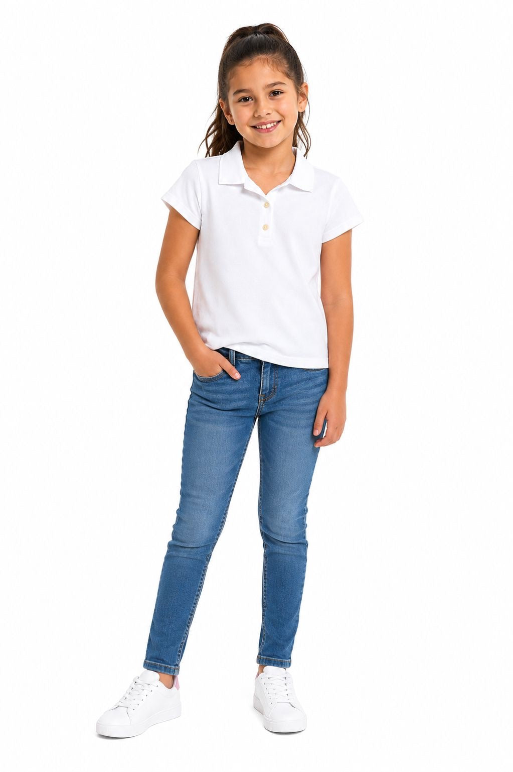 OSHKOSH-White school polo shirt or shirt for girls