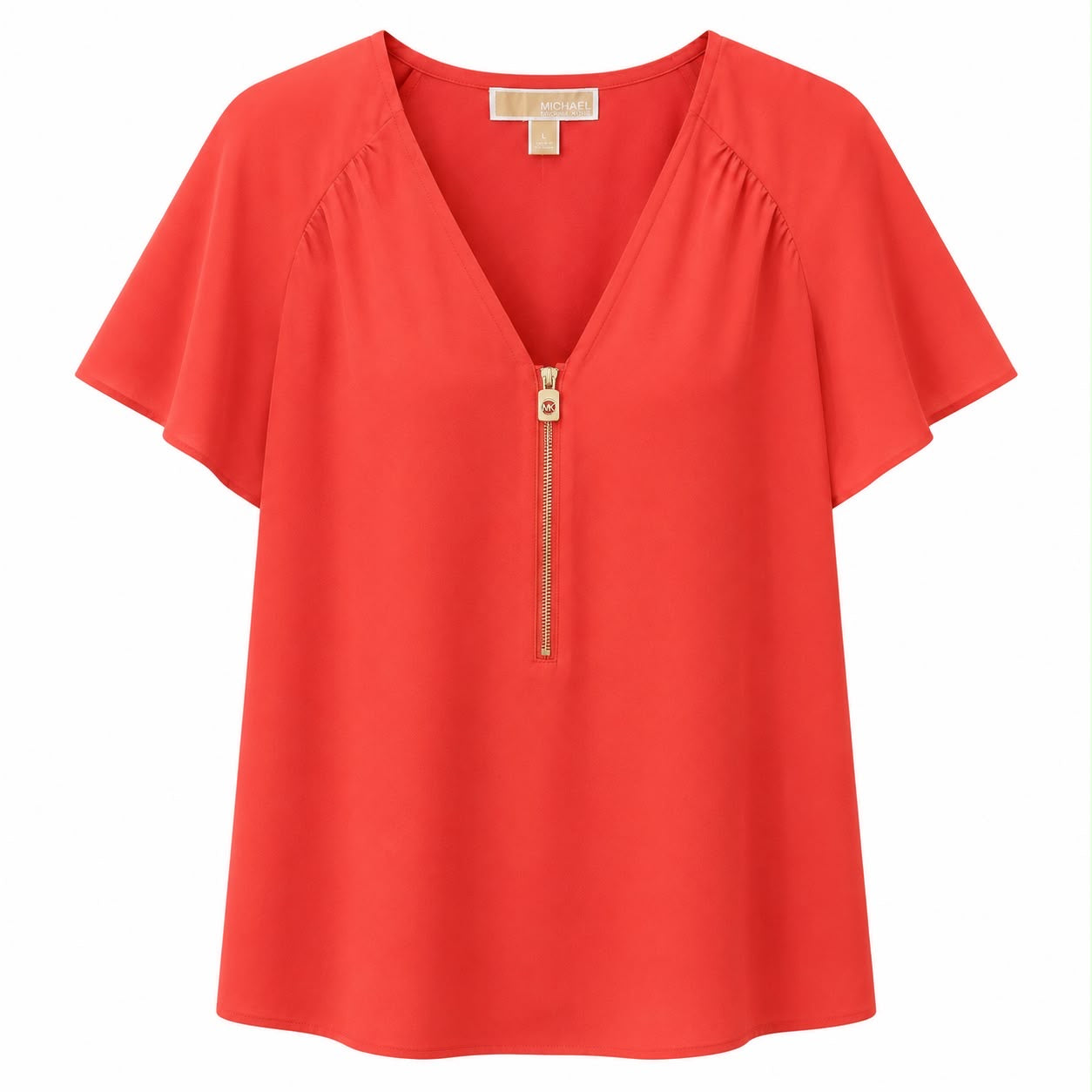Michael Kors coral blouse with flutter sleeves