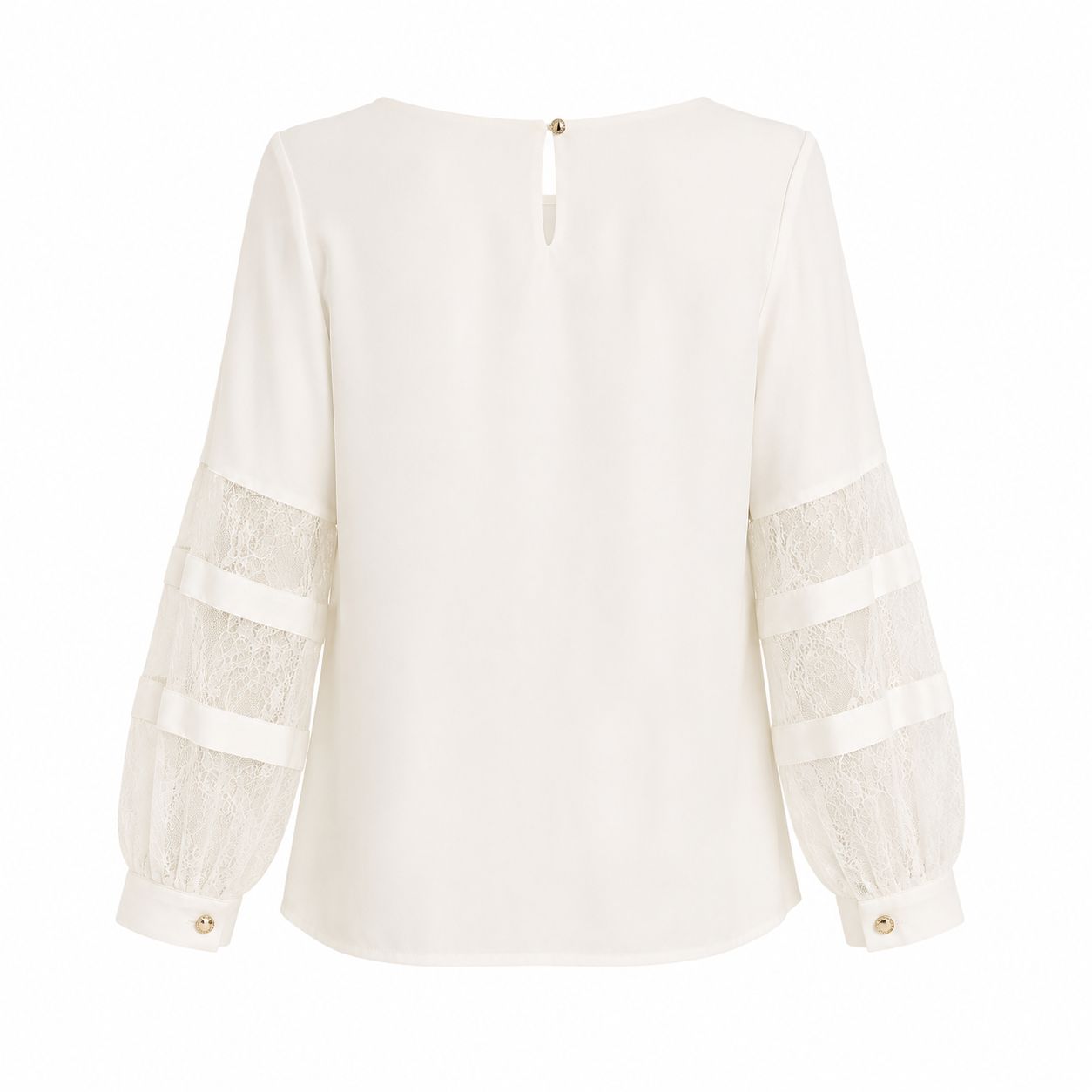 Calvin Klein white blouse features long sleeves with panels