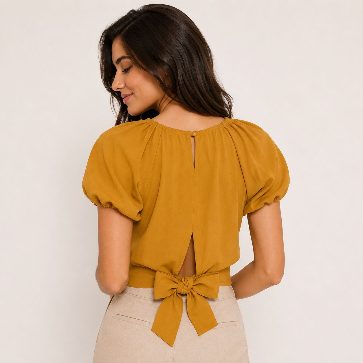 Milk y Honey mustard blouse with puff sleeves Women’s