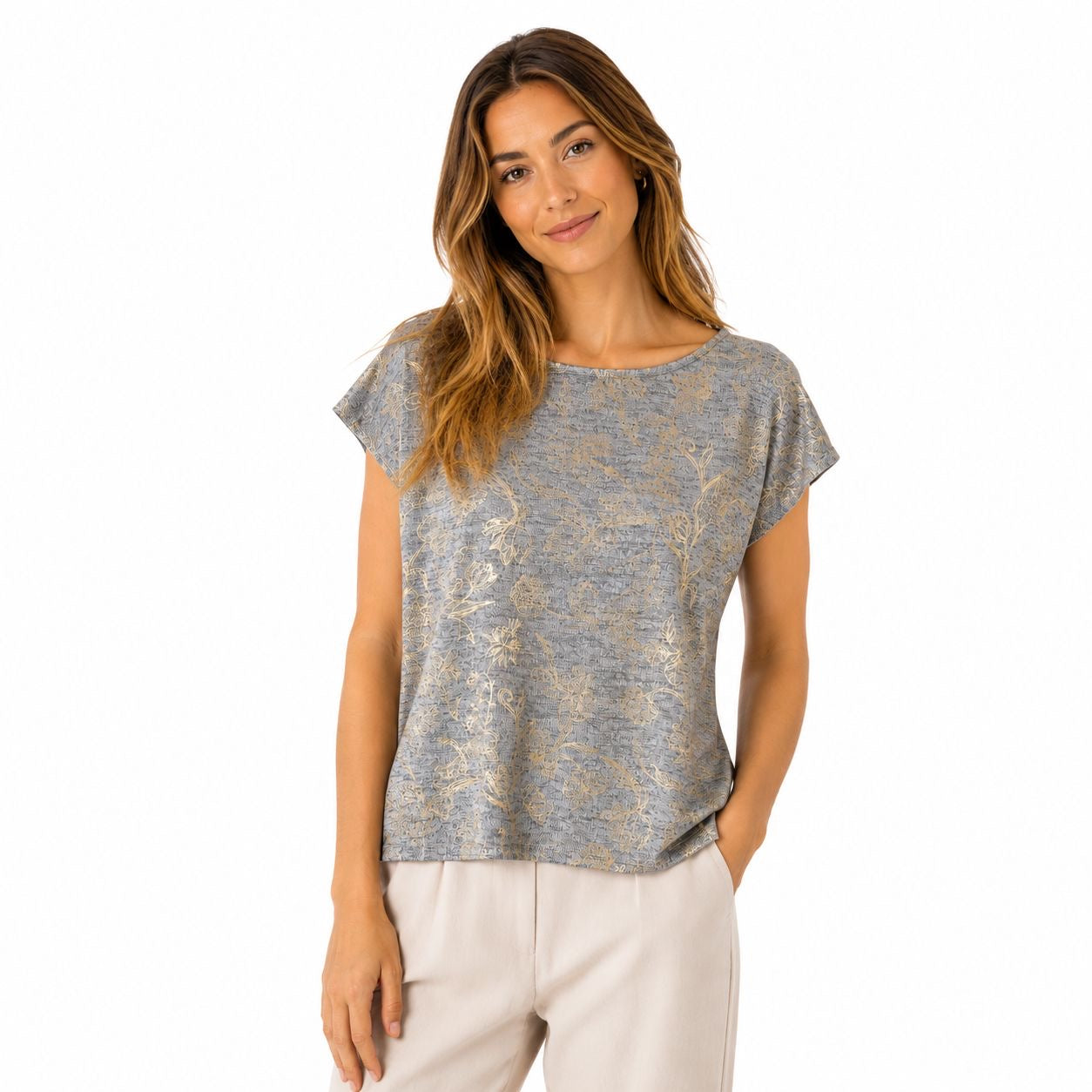Park & Main Petite Short cut textured blouse Women’s