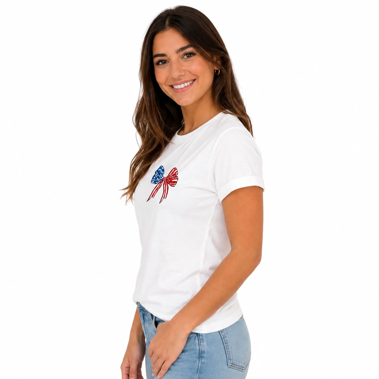 Cynthia Rowley White short-sleeved t-shirt with a patriotic bow Women’s