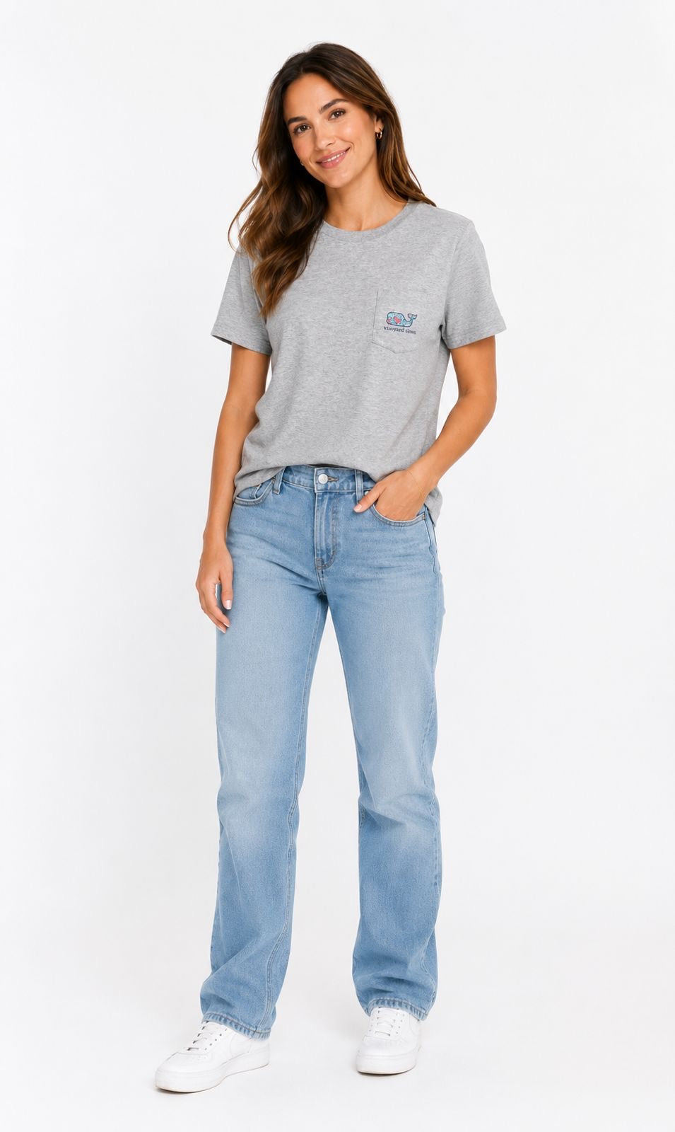VINEYARD VINES-Gray cotton t-shirt with pocket