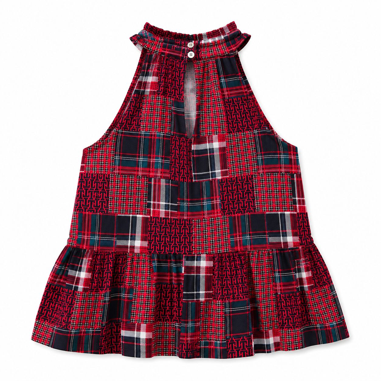 Tommy Hilfiger sleeveless blouse with red check patch print