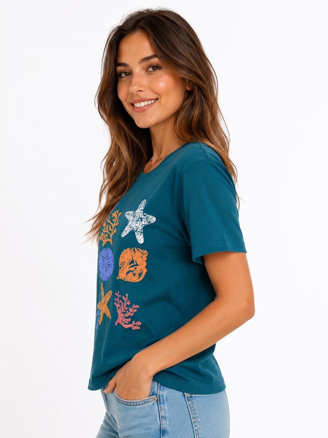 C&C CALIFORNIA-Dark blue green short-sleeved t-shirt