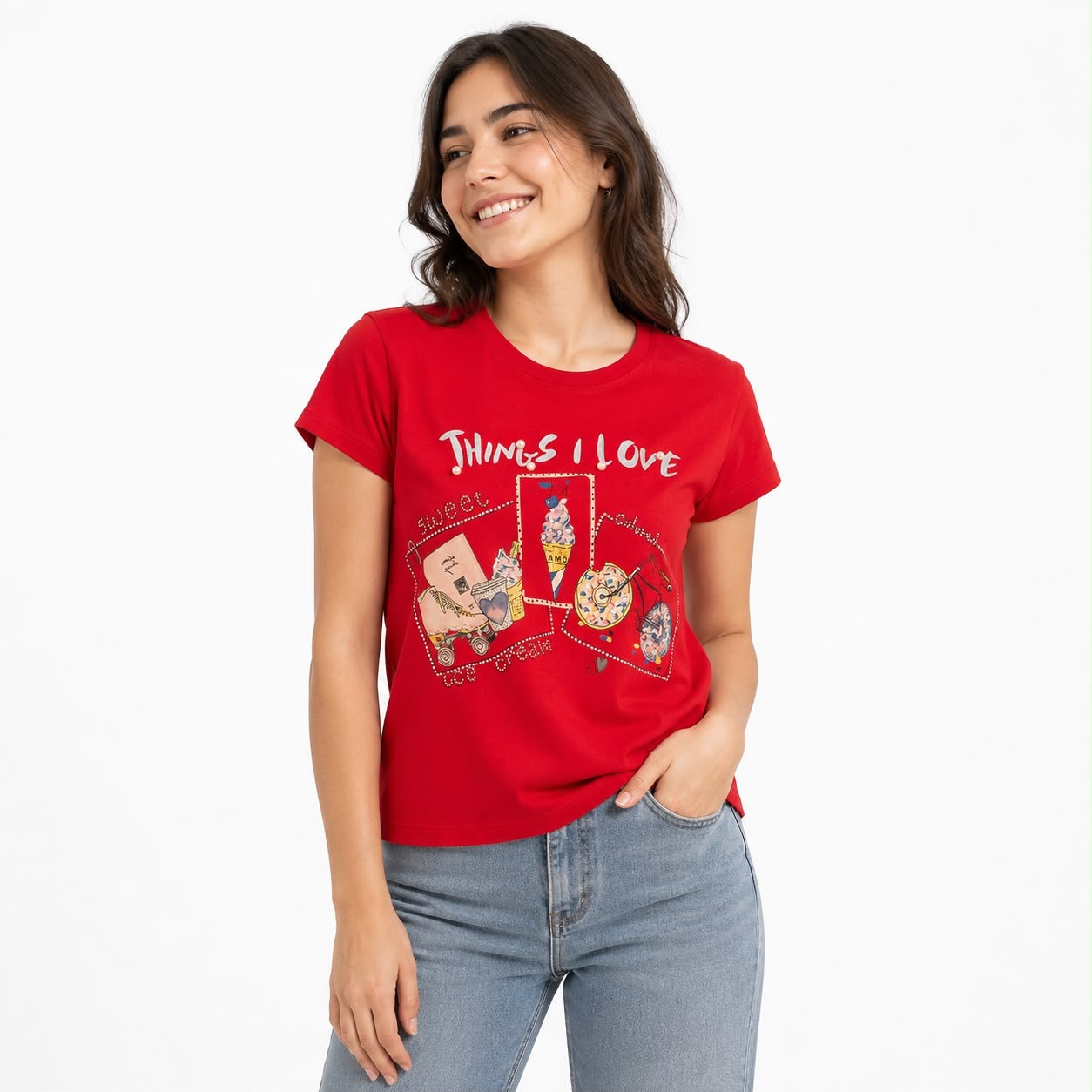 Vinizbena T-shirt with dessert print and message