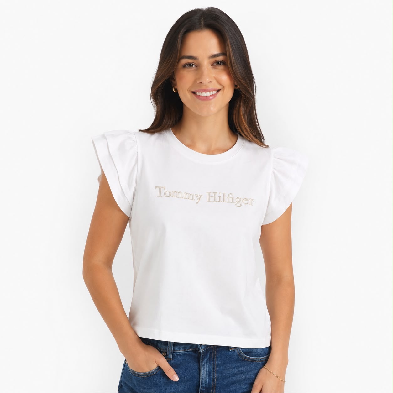 Tommy Hilfiger t-shirt features sleeves with ruffles
