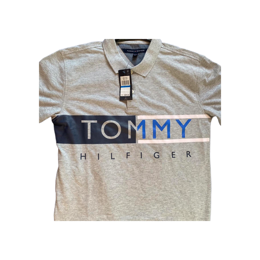 Tommy Hilfiger Men's Grey and White Polo-shirts