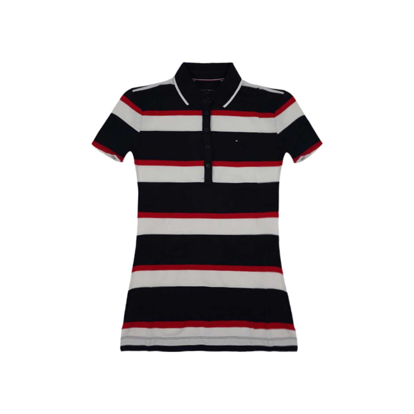 Tommy Hilfiger Wanita Lebar Stripe Pendek Sleeve Polo