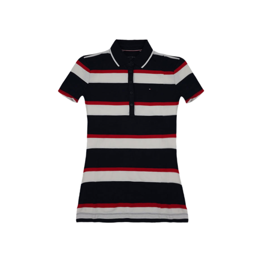 Tommy Hilfiger Wanita Lebar Stripe Pendek Sleeve Polo