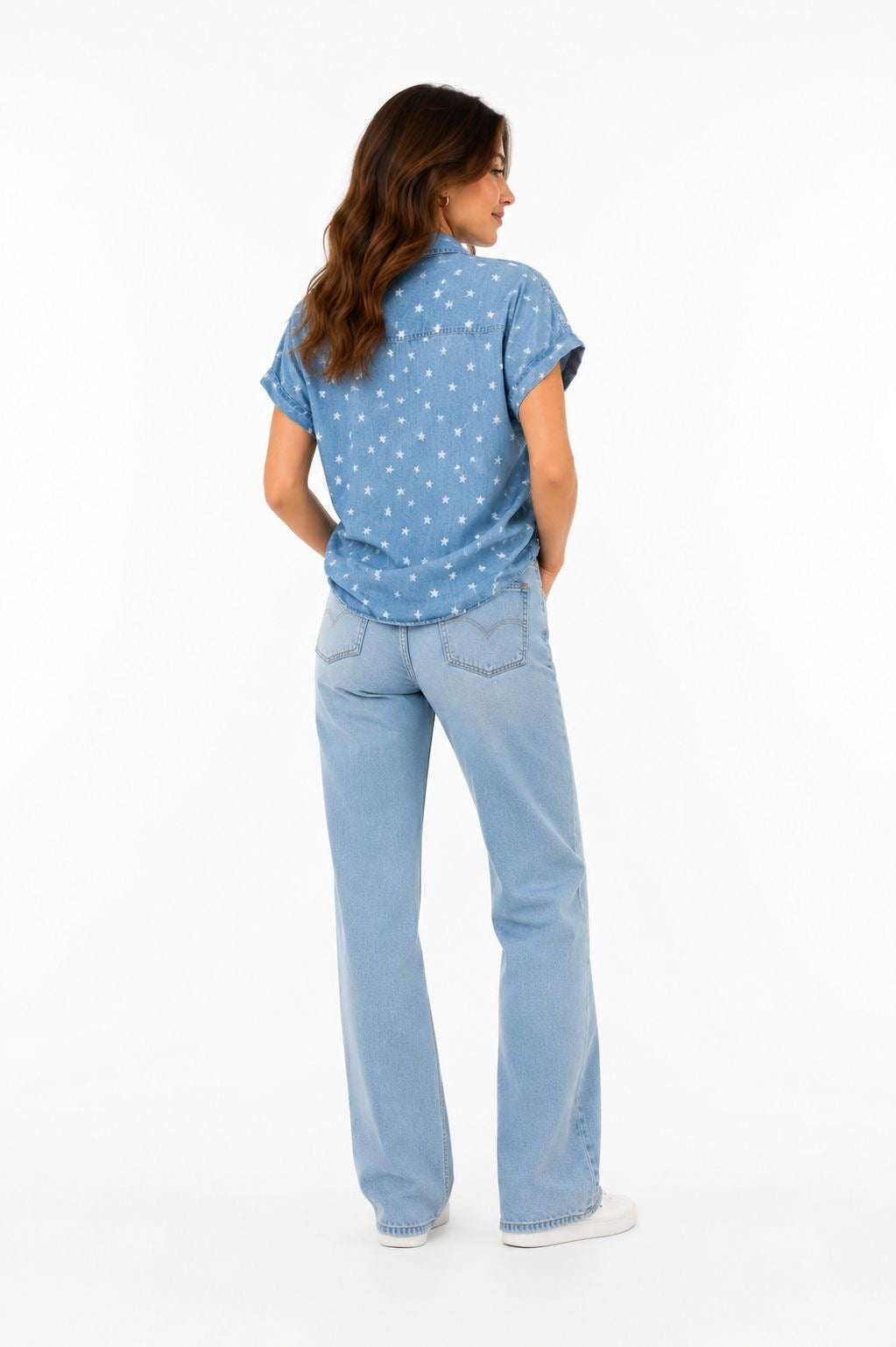 AUTUMN SKYE-Short-sleeved shirt with star print