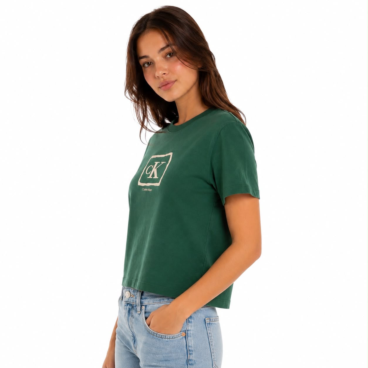 Calvin Klein green t-shirt stands out for its logo