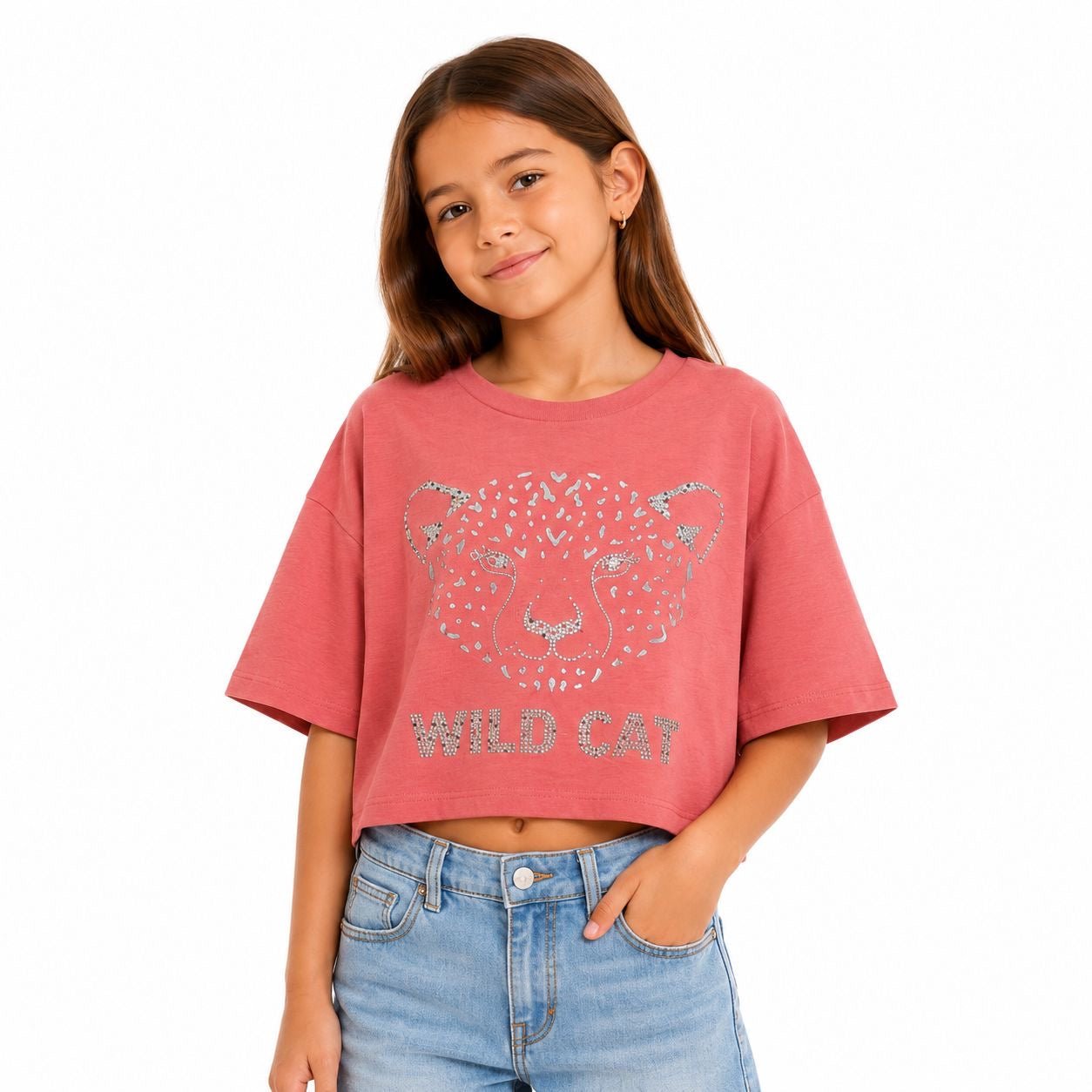 Jessica Simpson-Short crop top style coral pink