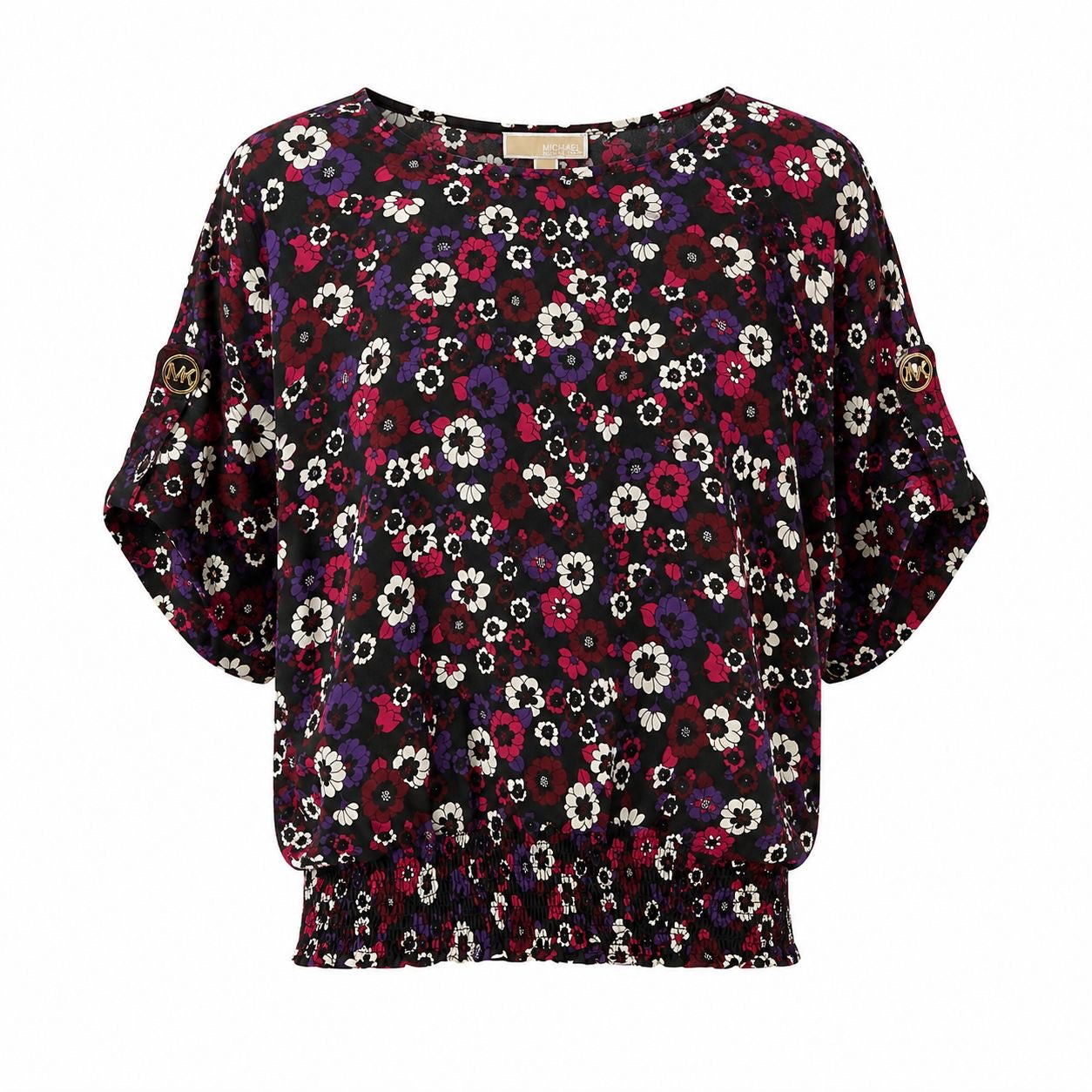 Michael Kors blouse model Azalea Kimono Top in black with multicolor floral print