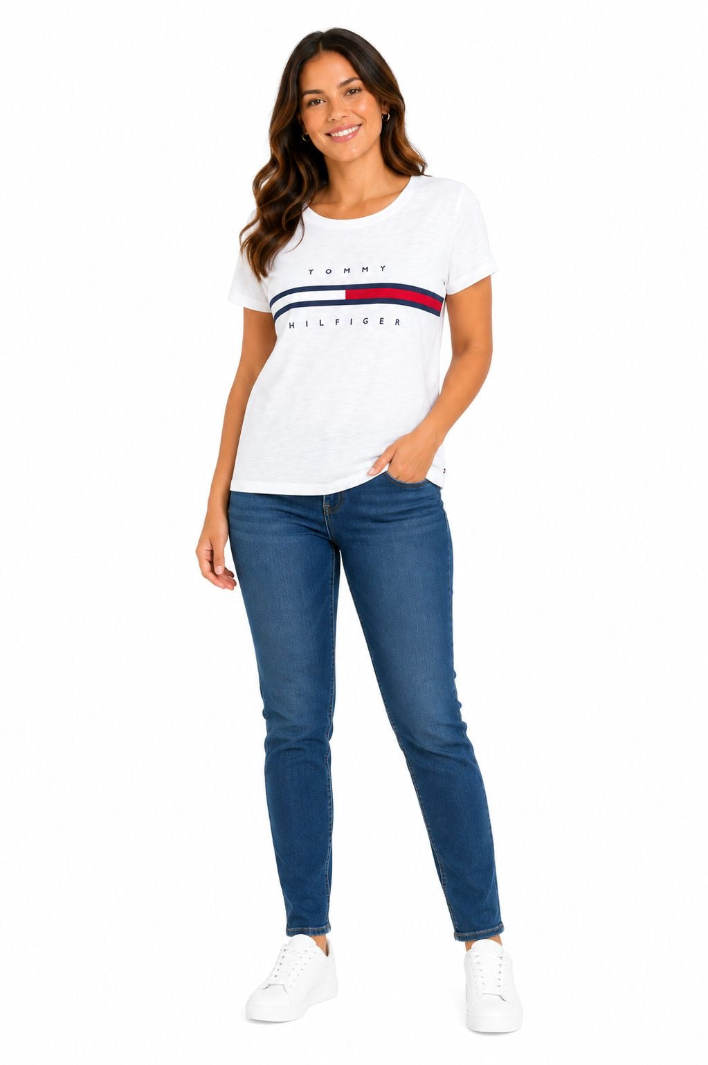 TOMMY HILFIGER-Classic white t-shirt for women