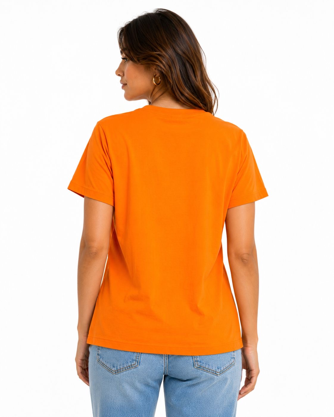 Calvin Klein round neck t-shirt in a vibrant orange tone,
