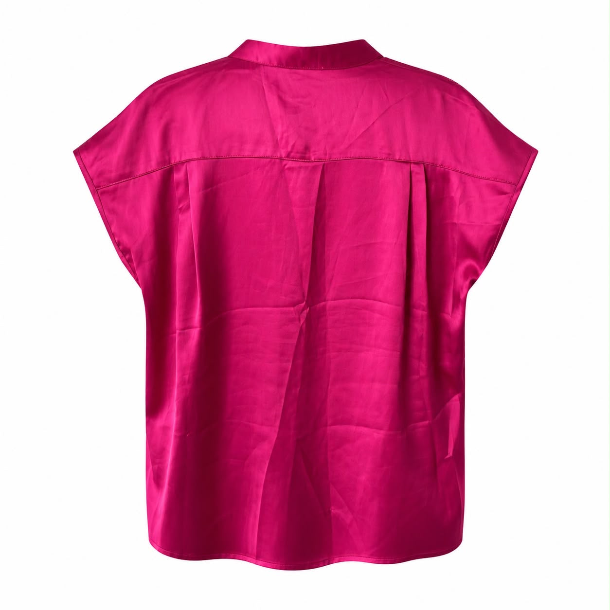Nicole Miller blouse Satin short sleeve with mao p-neck