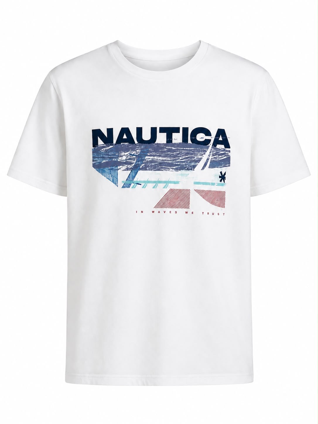 NAUTICA-White round neck t-shirt for men