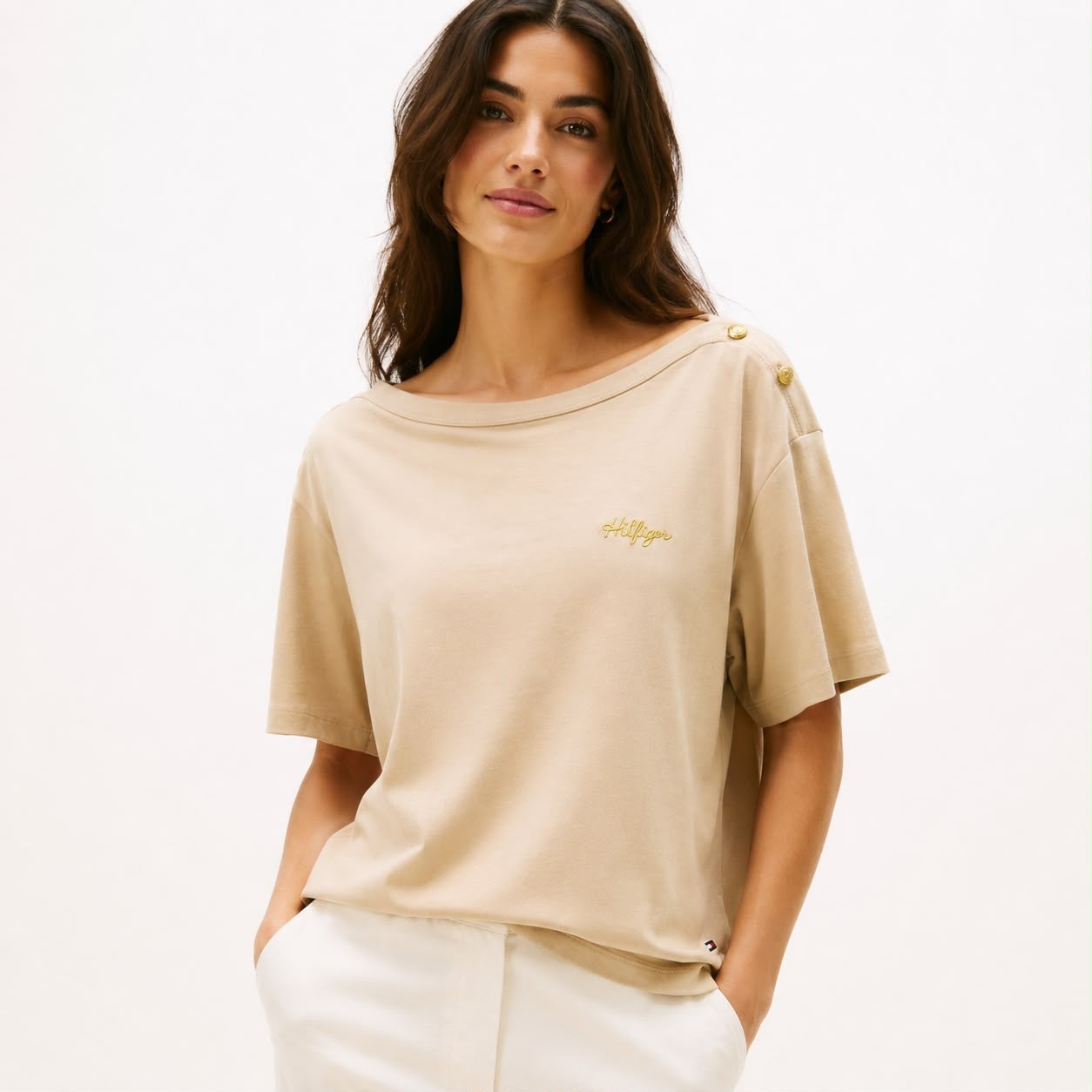 TOMMY HILFIGER-Women's boat neck t-shirt