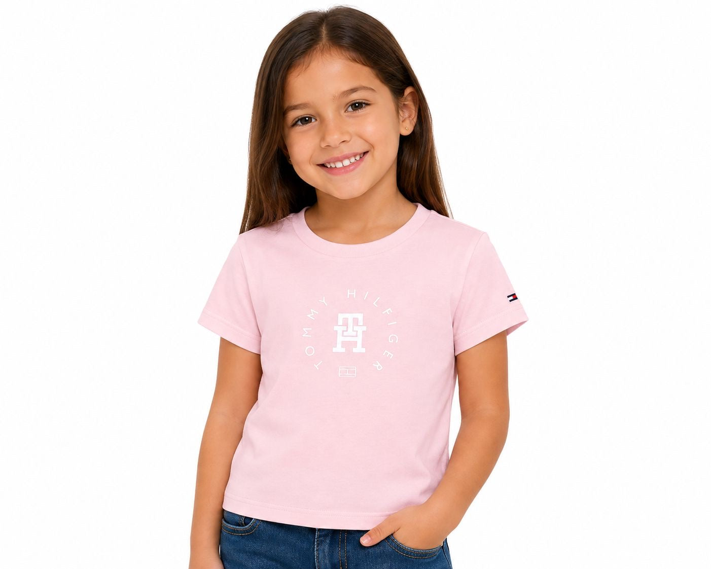Tommy Hilfiger-Pink short-sleeved t-shirt for girls
