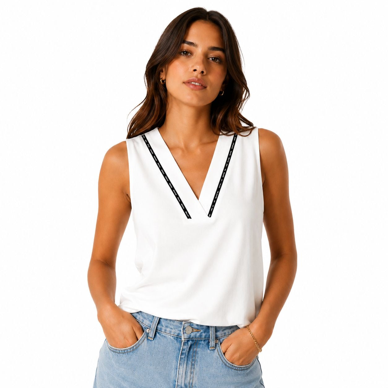 Calvin Klein sleeveless blouse with V-neck Women’s