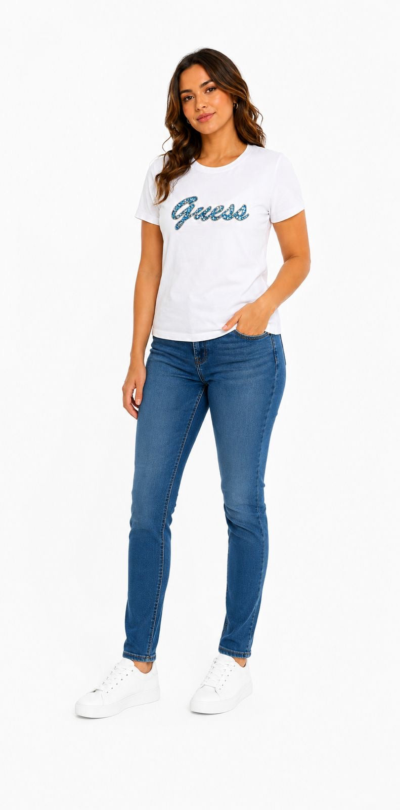 Guess Playera Guess Dama Blanca Logo Script