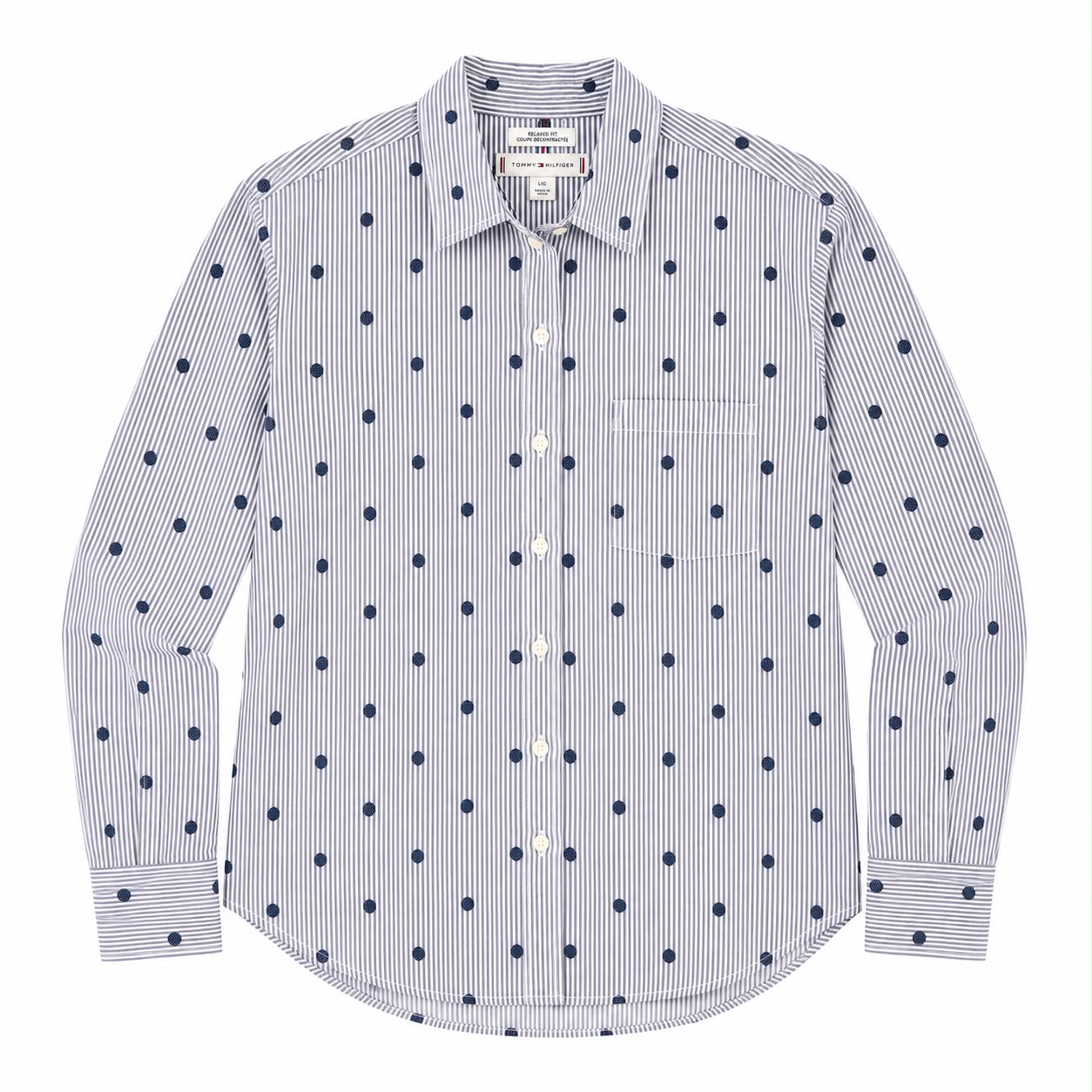 Tommy Hilfiger Relaxed Polka-Dot Poplin Jacquard Shirt