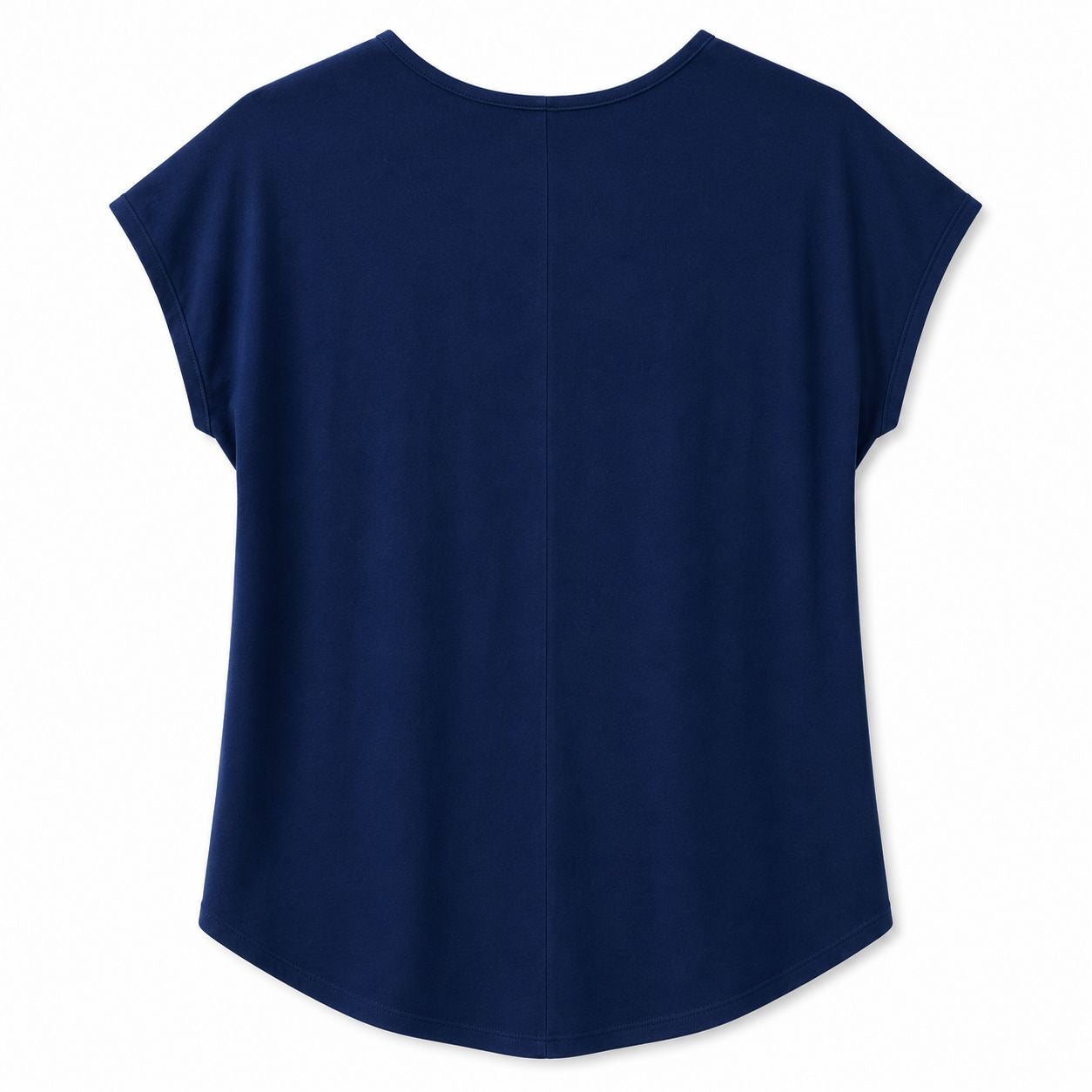 Agaci blouse is navy blue with white embroidery on the collar
