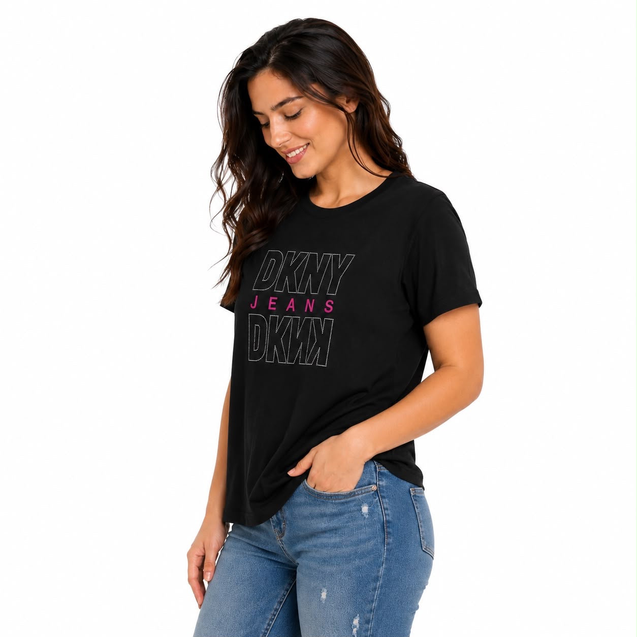 DKNY JEANS Black short-sleeved t-shirt for women