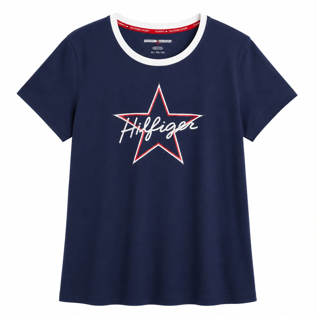 Tommy Hilfiger T-Shirt Has a red and white star logo in the center