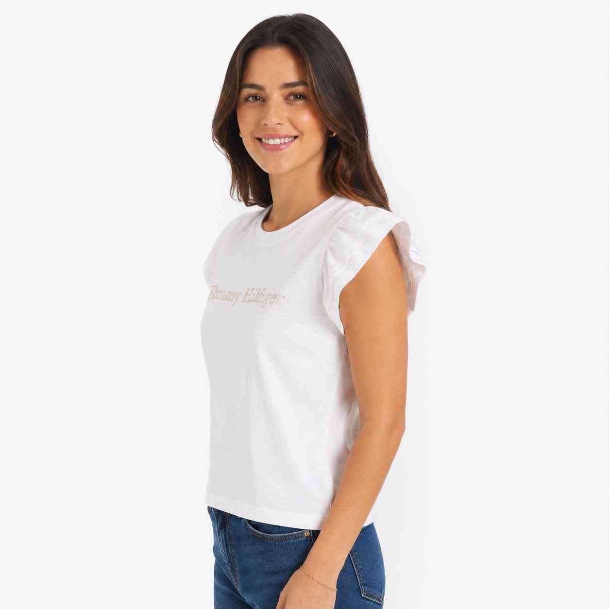 Tommy Hilfiger t-shirt features sleeves with ruffles