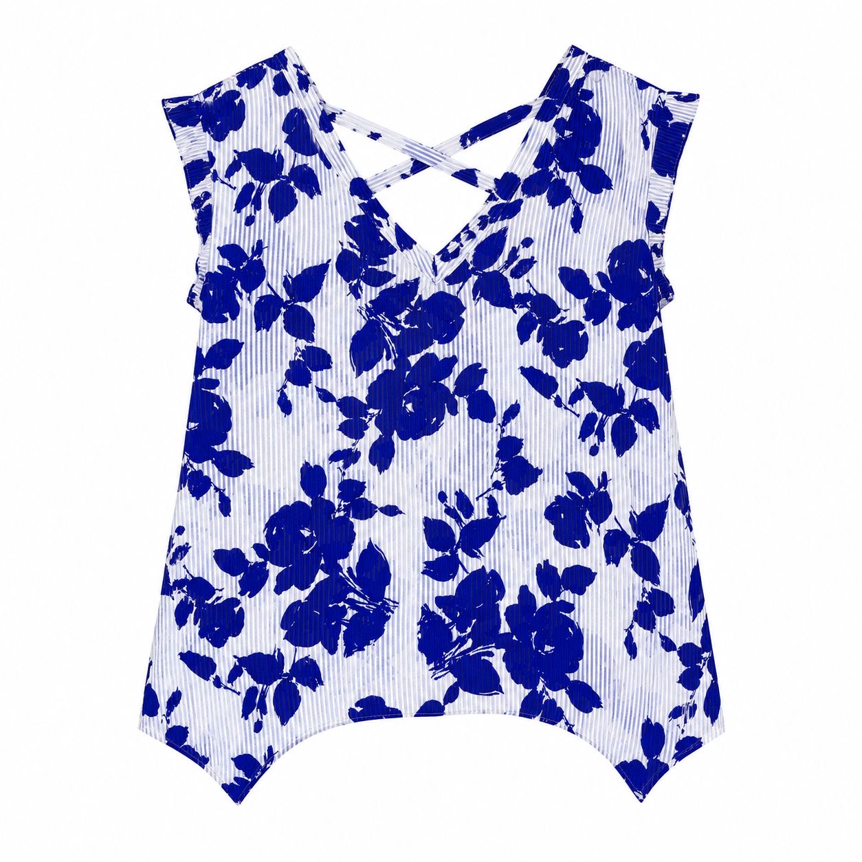 Bold Elements blouse has a blue floral print