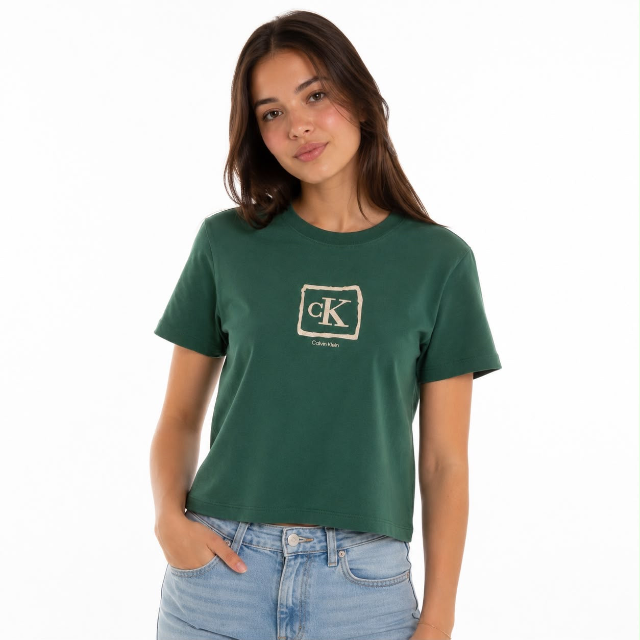Calvin Klein green t-shirt stands out for its logo