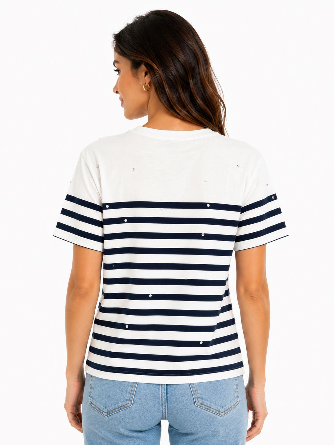 BAILEY/44-Striped sailor t-shirt with rhinestones from the contemporary fashion brand Bailey 44.