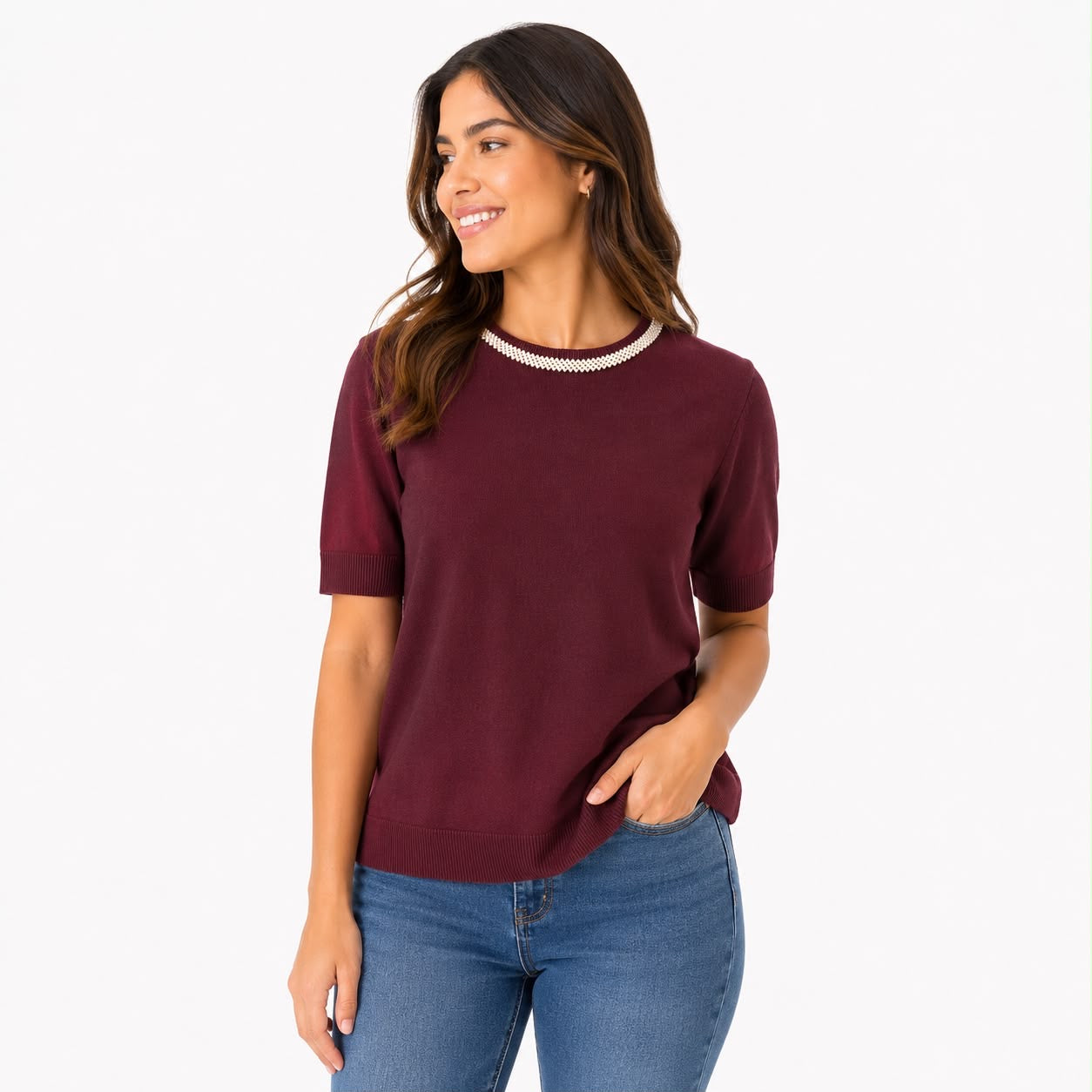 Cable & Gauge Short-sleeved fine knit sweater Women’s