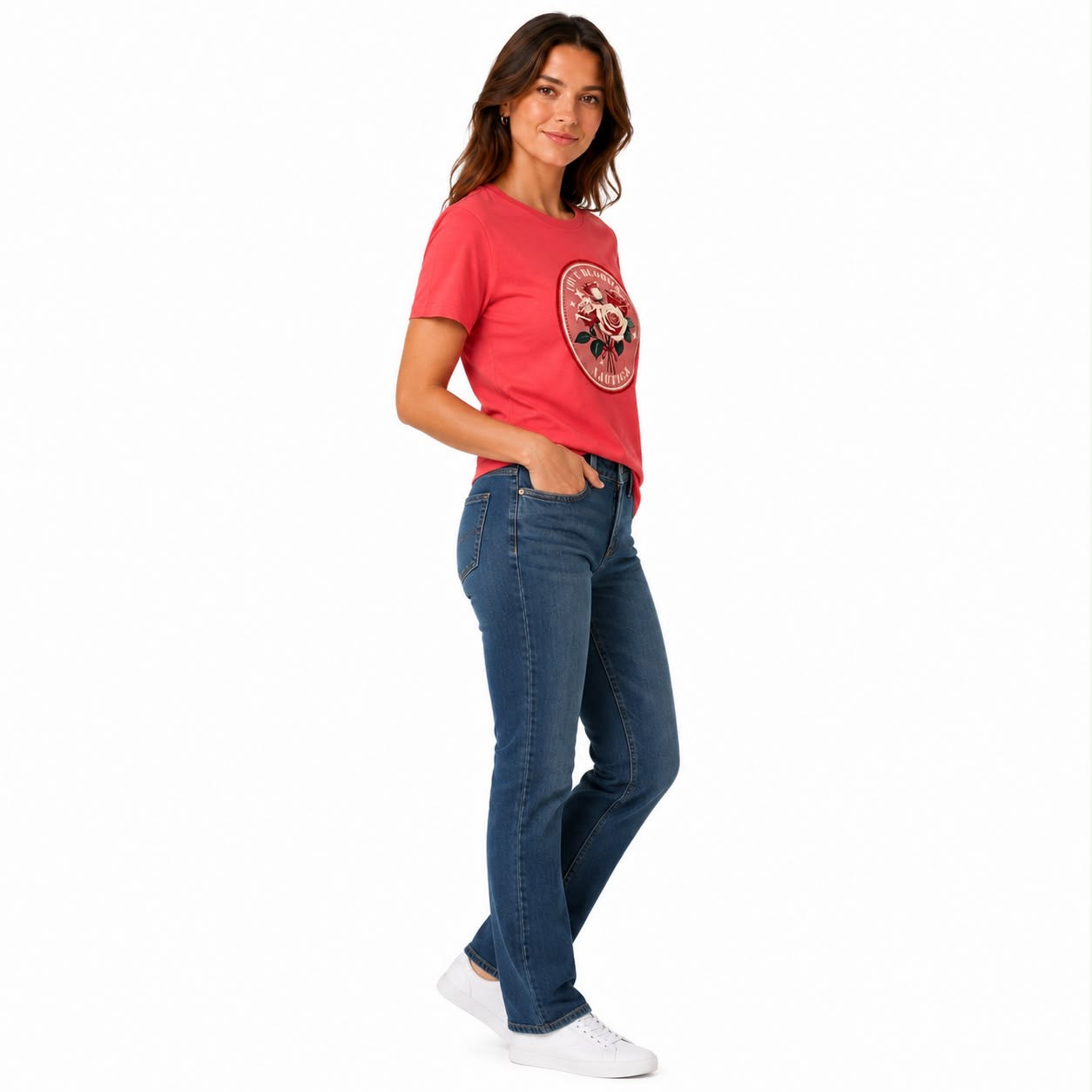 NAUTICA- Rhinestone Love Blooms Graphic T-Shirt.