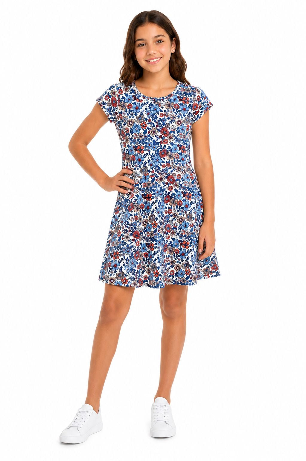 Lily Bleu-Short-sleeved dress with a floral print