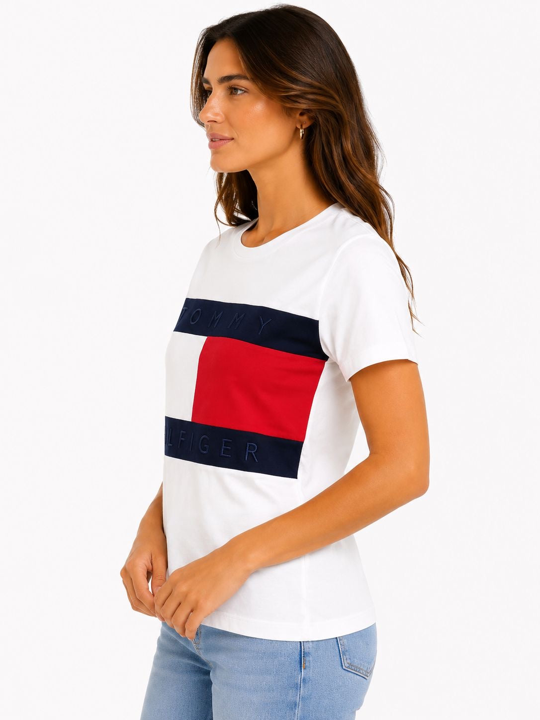 TOMMY HILFIGER-Bold Flag Logo Crewneck T-Shirt
