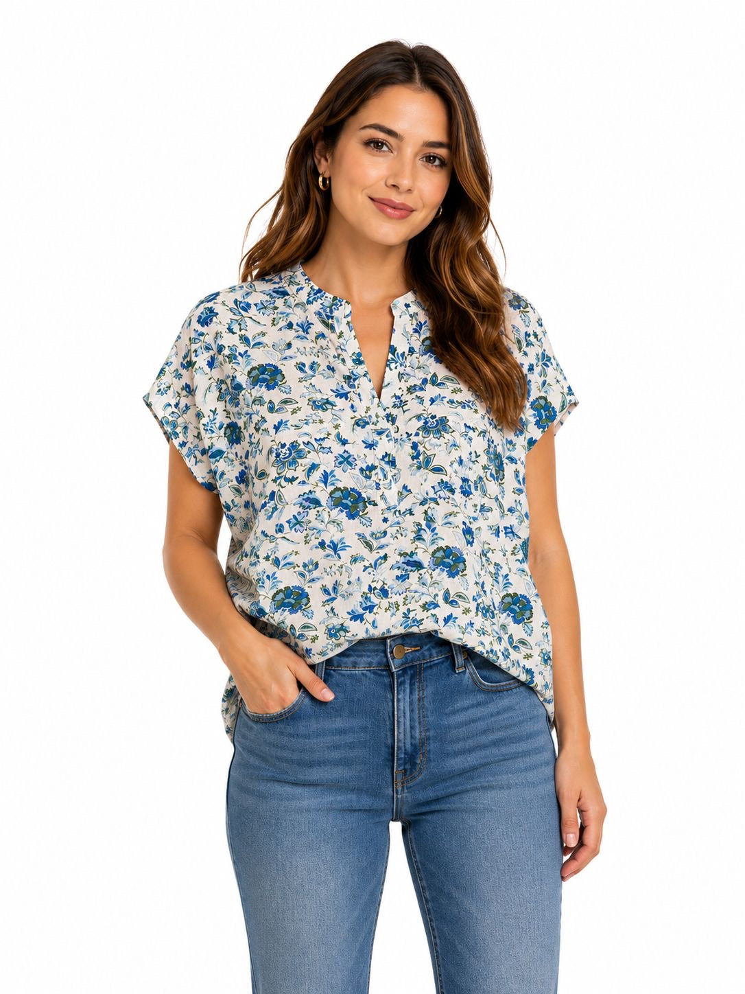 CYNTHIA STEFFE-Floral Blouse, made of fresh and light cotton