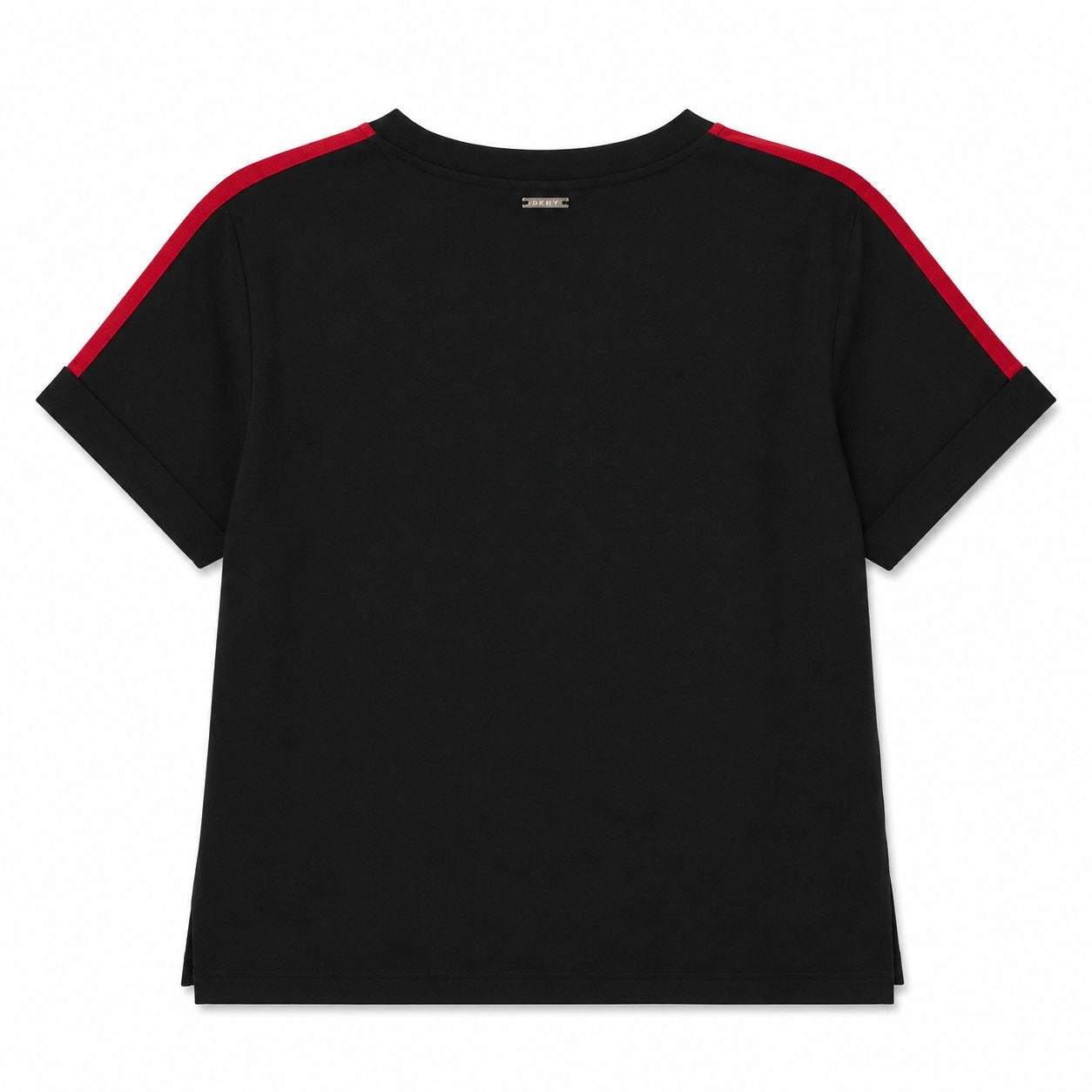 DKNY white t-shirt stands out for its side bands in black Women’s