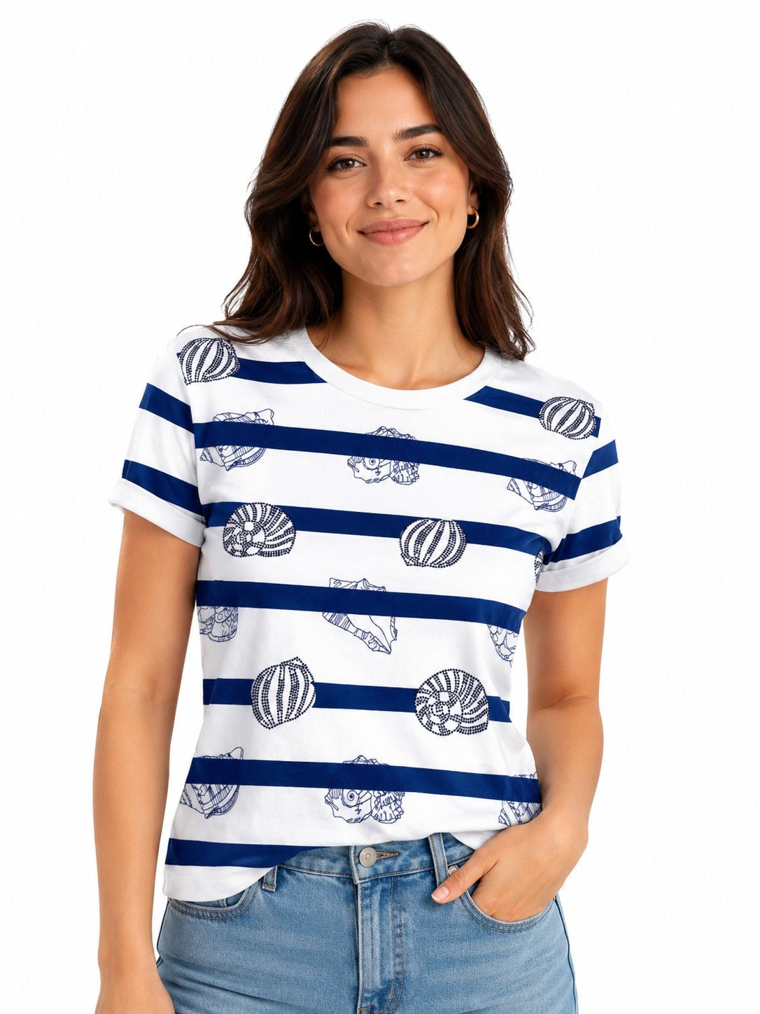 ON 12TH-Blue and white striped sailor t-shirt