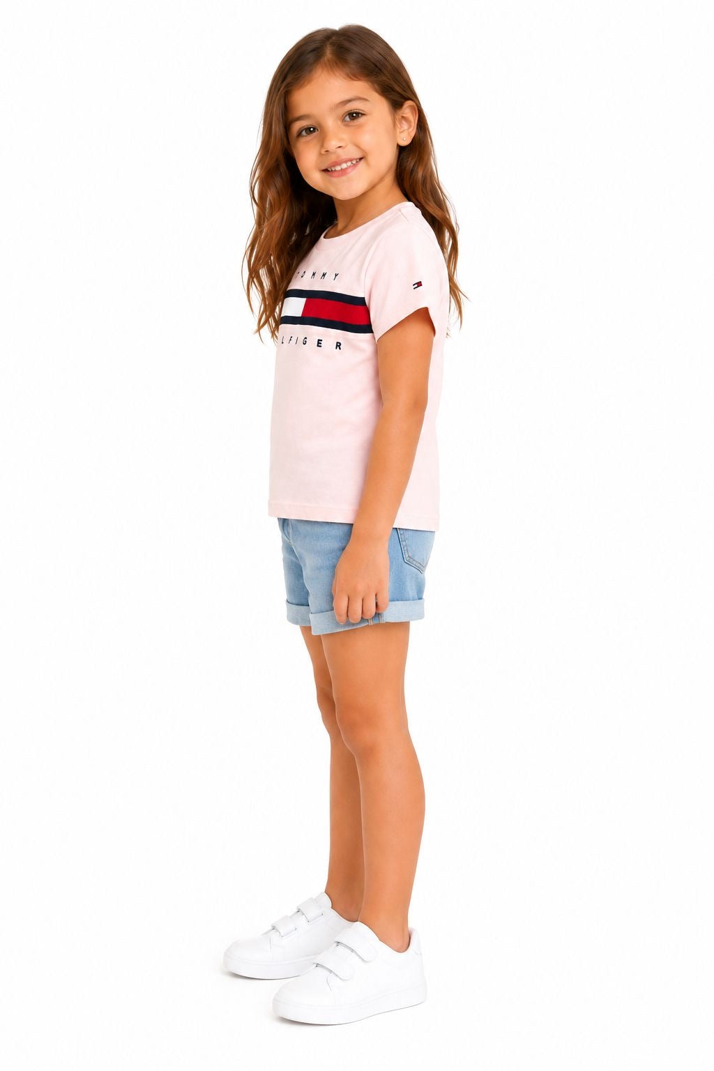 Tommy Hilfiger Girls Peach Solid Round Neck T-Shirt