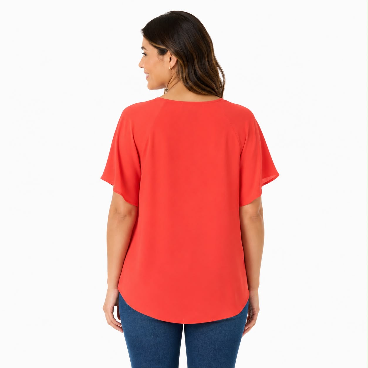 Michael Kors coral blouse with flutter sleeves