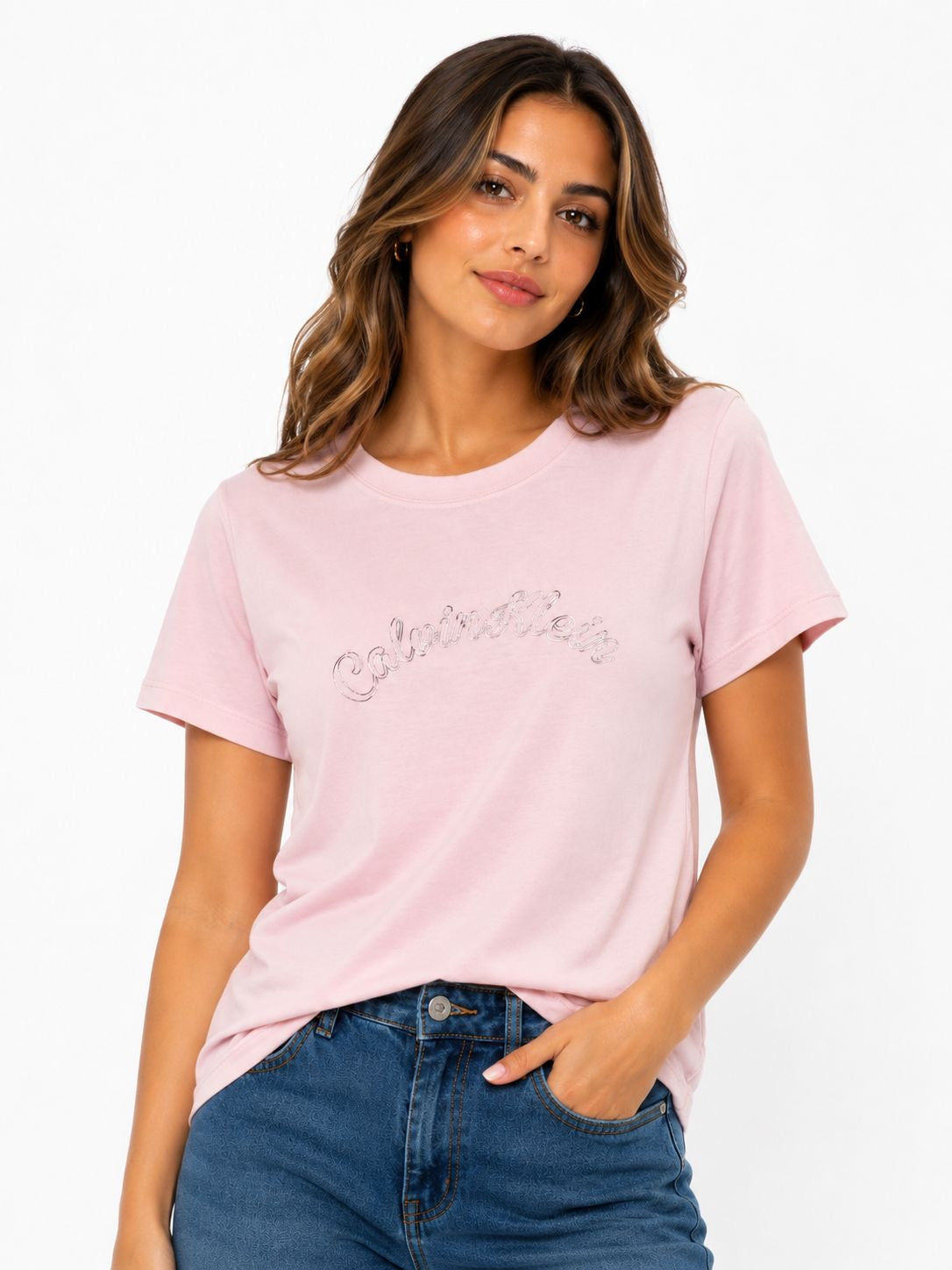 Calvin Klein women's slim-cut pink t-shirt